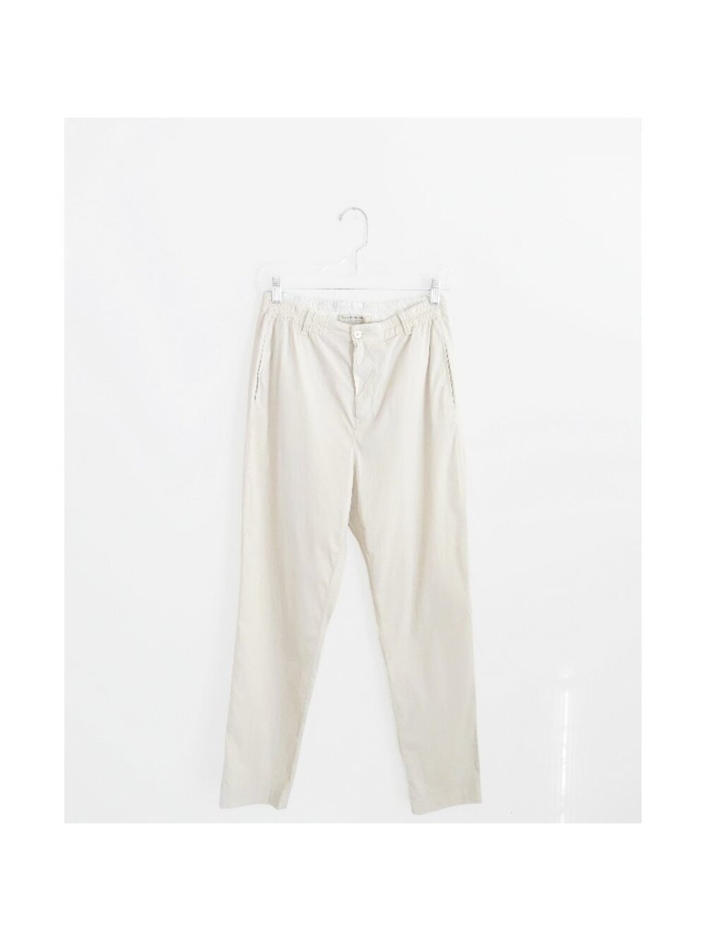 Transit Par Such Pale Greige Bone Stretch Cotton Tapered Pants 2 Med NWT